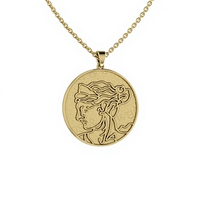 Collier pendentif artisanal chrétien bohème en argent sterling 925 plaqué or, cercle sculpté de 30 mm, bijoux fins pour femmes - Product Image 1