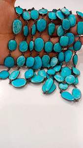 Chaîne de connecteurs en turquoise naturelle, forme irrégulière, plaquée argent/or/noir, 12-15 mm - Product Image 6