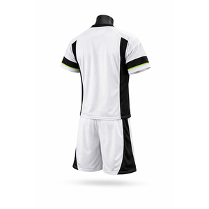 Conjunto de Camiseta de Fútbol Blanca con Cuello en V y Número 24, Ribete Negro y Verde, Malla Transpirable, Manga Corta, Pantalones Cortos con Cintura Elástica, Unisex para Adultos - Product Image 3