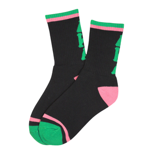 AKA ถุงเท้าสีดำชมพูสีเขียว ถุงเท้าถักแบบปักลายสำหรับผู้หญิง สวมใส่สบายในชีวิตประจำวัน - Product Image 1