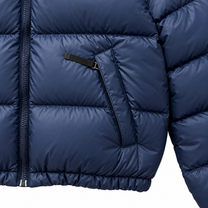 Blouson d'hiver matelassé à capuche pour homme en toile résistante à l'eau, col montant, fermeture éclair, logo personnalisé positionné à l'avant, idéal pour l'extérieur - Product Image 6
