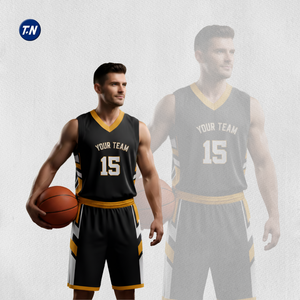Conjunto de Camiseta y Pantalones Cortos de Baloncesto sin Mangas, Talla Grande, Transpirable, Antibacterial, 100% Poliéster, de Alto Rendimiento, Personalizable para Equipos - Product Image 2