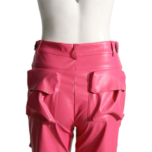Casual Streetwear Style Winter Women Leather <b>Cargo</b> <b>Pants</b> Multi Pockets Zip Closure Custom Fit OEM <b>Waterproof</b> & Breathable - Product Image 4