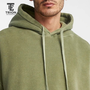 Sweat à capuche délavé pour homme, manches classiques, couleur unie, style décontracté, avec broderie de logo personnalisée et impression numérique - Product Image 5