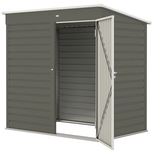 Casetta da Giardino in Metallo Grigio Chiaro 6FT X 4FT con Porta Lucchettabile e Telaio in Plastica, Soluzione di Stoccaggio per Giardino, Patio e Cortile - Product Image 1