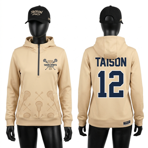 เสื้อฮู้ดดี้ลาครอสผู้หญิง พรีเมียม ผ้าโพลีเอสเตอร์ผสมสแปนเด็กซ์ 280 GSM สีเขียวอมฟ้า ดีไซน์แผงสีกรมท่า พิมพ์ลายแบบซับลิเมชั่น ปักโลโก้ตามสั่ง - Product Image 2