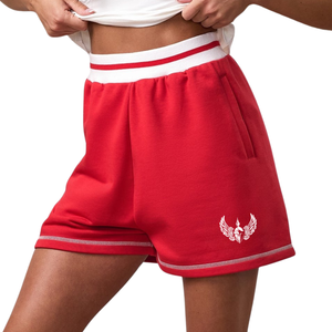<b>Red</b> Contrast Trim Shorts Women Relaxed Fit Training Shorts Breathable Fitness Activewear Workout Sports Wear - Product Image 3