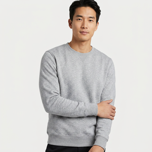 Sweat-shirt à col rond pour homme, coupe classique, gris uni, tricoté, 100% coton, vêtement décontracté pour l'automne - Product Image 6