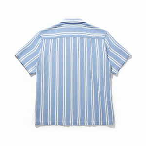 Summer Men Striped Shirts Button up Short Sleeve Shirts Turn-<b>down</b> Collar Breathable Poplin Fabric Summer Woven Shirt - Product Image 3