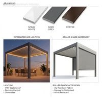 Pergola bioclimatique en aluminium, pergola à lames orientables imperméable, toiture en aluminium, pergola motorisée à lames orientables pour extérieur, 3x4m, 3x5m, 4x4m, 6x4m