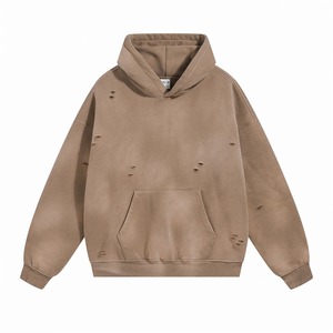 Custom Distressed <b>Vintage</b> Hoodie <b>Oversized</b> Washed Cotton Pullover <b>Sweatshirt</b> with Retro Faded Finish for Men Streetwear Casual - Product Image 5