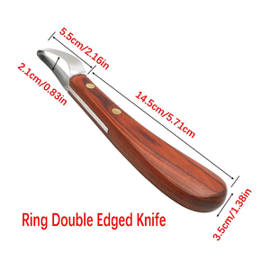 Horse Loop Hoof Knife <b>Trimmer</b> Blade Sheep Cattle Hoof Knife Double <b>Edged</b> Shears Cutter Wooden Handle Stainless Steel - Product Image 4