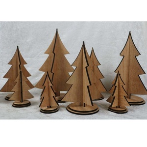 Árbol de Navidad de Madera Miniatura al por Mayor, Árboles de Pino de Mesa Cortados con Láser 3D, Manualidades DIY, Árbol de Navidad sin Terminar, Decoración para Mesa de Hogar u Oficina - Product Image 1