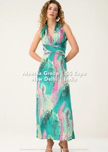 Vestido largo sin espalda con tirantes cruzados y lazo en la espalda para mujer, vestido largo fluido con cuello halter y estampado floral, surtido - Product Image 5