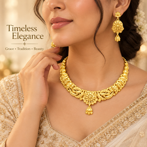 <b>Bridal</b> <b>Jewelry</b> Necklace <b>Set</b> for Women | Designer Indian Wedding Earrings <b>Set</b> | 24K Gold Finish Copper Brass Traditional Necklace - Product Image 4