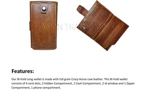 Portefeuille en cuir véritable durable pour homme, design classique vintage, cuir de haute qualité, portefeuille long, plusieurs emplacements pour cartes, logo personnalisé, vente en gros - Product Image 6