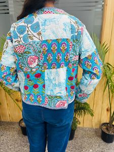 Veste matelassée réversible en coton de haute qualité pour l'hiver, style bohème imprimé à la main, fermeture à boutons, cadeau pour femme - Product Image 4