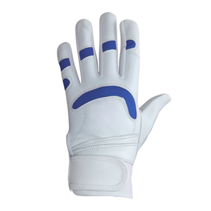 Comfortable Anti-Slip Baseball Batting <b>Gloves</b> for Adults and <b>Youth</b> New White Blue Short Cuff Breathable Leather <b>Gloves</b> - Product Image 2