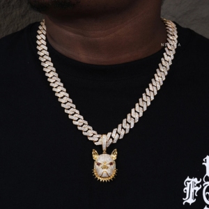 Pendentif Tête de Bouledogue Moissanite Iced Out - Pendentif Moissanite en Argent Sterling 925, Pendentif Bouledogue Personnalisé - Bijoux Hip Hop Audacieux - Product Image 2