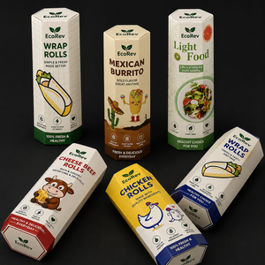 Custom Printed Biodegradable <b>Disposable</b> Eco Paper Chicken Shawarma Craft Box Arabic Burrito Sandwich Kebab Roll Packaging Box - Product Image 2