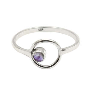 Handmade 925 Sterling Silver <b>Ring</b> In Bohemian Style <b>Open</b> Round Design <b>Ring</b> With Amethyst Gemstone Perfect Gift For Girls - Product Image 1