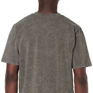 T-shirt décontracté pour homme en coton gris olive délavé à l'acide, col rond, manches courtes, mode estivale, personnalisable avec logo, OEM ODM, vente en gros de vêtements - Product Image 3