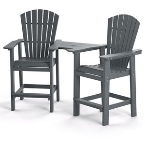 Per tutte le stagioni sedie da esterno con braccio Adirondack Set sgabelli da giardino da giardino rimovibili da tavolo in legno - Product Image 1