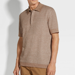 <b>Custom</b> Logo Floral Summer Silk Linen Cotton Blend Formal Anti-Pilling Regular Fit Knitted Yarn Dyed Short Sleeve Collar Men's - Product Image 2