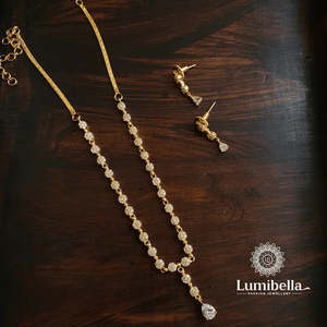 18K Gold Plated <b>Pearl</b> Bridal <b>Jewelry</b> <b>Set</b>-Designer Trendy Earring and Necklace - Product Image 1
