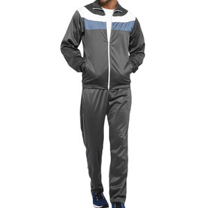Survêtement décontracté gris pour homme avec blocs de couleur, fermeture éclair intégrale, capuche à cordon, poches latérales, séchage rapide, 100 % coton, hiver - Product Image 3