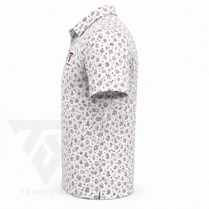 Trackstar Men's White <b>Nautical</b> Motif Print Polo Shirt Short Sleeve Button Collar Casual Golf Shirt Custom Logo - Product Image 5