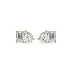 Pendientes Únicos de Esmeralda y Diamante de Laboratorio con Corte Pera, Oro de 14K, 3.60 Quilates de Peso Total, Joyería Elegante y Ligera para Minoristas - Product Image 1
