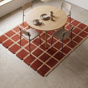 Tapis moderne classique en laine à motif géométrique en terre cuite, noué à la main, à poils plats, à motif floral, pour salon et chambre à coucher - Product Image 5