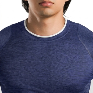 T-shirt de sport à manches longues pour homme, compression, séchage rapide, respirant, coupe ajustée, polyester, bleu - Product Image 6