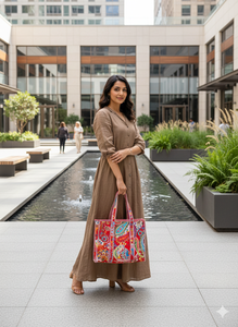 Bolso Tote Acolchado de Algodón con Estampado Floral Paisley Multicolor, Hecho a Mano, para Mujer, Oficina, Compras, Viajes, Uso Diario, Ecológico, Gran Capacidad - Product Image 2