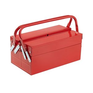 Cassetta Portautensili Pieghevole Portatile da 14 Pollici, 2 Livelli, 3 Vassoi, in Acciaio Verniciato a Polvere con Foro per Lucchetto, Organizzatore per Attrezzi in Metallo - Product Image 1