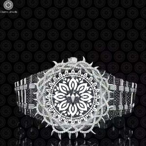 Charm_Jewells Luxury Stainless Steel <b>Watch</b> Round 38mm Analog Quartz <b>Diamond</b> Encrusted Women's Fashion Band 20mm - Product Image 1