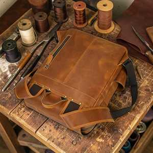 Custom Genuine Leather Backpack Luxury Mens <b>Laptop</b> Bag Waterproof Real Leather <b>Rucksack</b> Vintage Travel Daypack LBK-0135 - Product Image 5