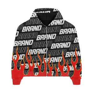 Ensemble survêtement streetwear Y2K à imprimé flamme pour homme, sweat à capuche zippé oversize et pantalon de jogging large - Product Image 4