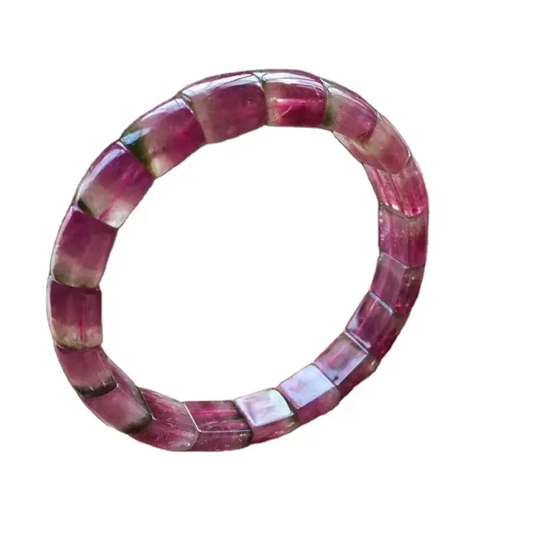 गुलाबी रंग टूमलाइन Rubellite चूड़ी गर्म-बिक्री लैवेंडर टूमलाइन रत्न हाथ मुद्रांकित रजत स्टैकिंग कफ कंगन