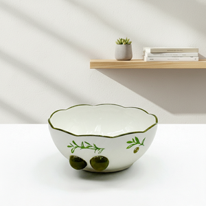 Tazón para Ensalada de Primera Calidad 3460988D-15 con Estampado de Rama de Olivo y Frutas, Porcelana Fina - Product Image 5