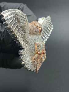 Pendentif en forme de hibou en moissanite, charme hip-hop pour les amoureux des animaux, pour bijoux fins en argent 925, pendentifs et breloques - Product Image 3