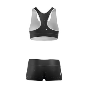 Ensemble de yoga personnalisé pour femme, imprimé par transfert thermique, soutien-gorge de sport uni à imprimé frontal, short taille mi-haute, vêtements de sport anti-humidité, directement de l'usine - Product Image 2