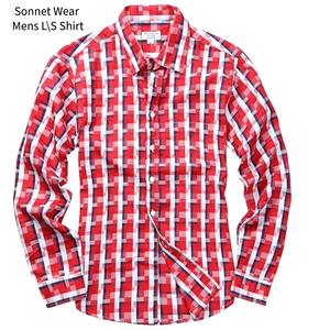 Chemises à carreaux à manches longues boutonnées pour hommes - Product Image 4