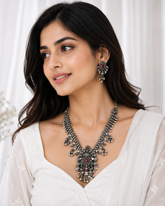 Traditional Brass Gold Plated Bohemian Engagement Anniversary Wedding Gift <b>Necklace</b>/Earrings/Ring Set Zircon Bezel Setting - Product Image 2