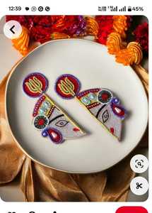 Boucles d'oreilles artisanales en perles, motif animal, broderie sur toile orange et rouge, accessoire de décoration artisanale - Product Image 6