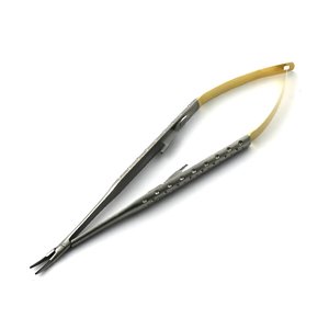 Portaagujas Castroviejo de 14 cm, Calidad Premium, Manual, Acero Inoxidable Alemán, Mangos Dorados, Punta TC, Certificado CE, Cirugía General - Product Image 1