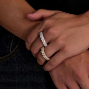 Anillo de Eternidad de Plata 925, Ligero, con Diamantes Cultivados en Laboratorio, Diseño de Racimo Redondo, Dos Tonos, Joyería de Boda, Anillo de Lujo para Regalo - Product Image 3