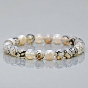 Bracelet extensible en perles d'agate naturelle Chakrcalume Dragon Vein, 8 mm, lisses, qualité AA, bijoux de guérison, cadeau - Product Image 3