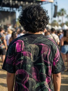 T-shirt graphique oversize pour homme en mélange de coton, coupe ample, col rond, manches courtes, style streetwear pour les festivals de musique d'été - Product Image 4